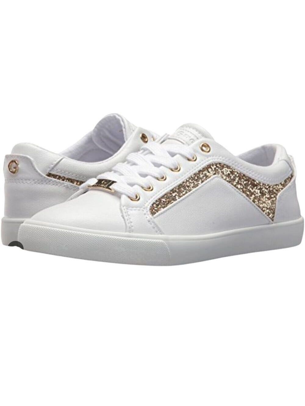 G by GUESS Women's Sneakers Mint White Gold Glitter Size 10.5